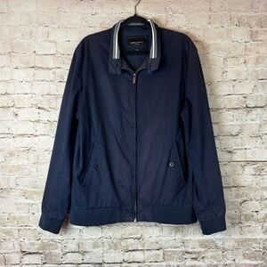 Galeries Lafayette Paris Men's XL Navy Blue Jacket Pockets Cotton Polyester